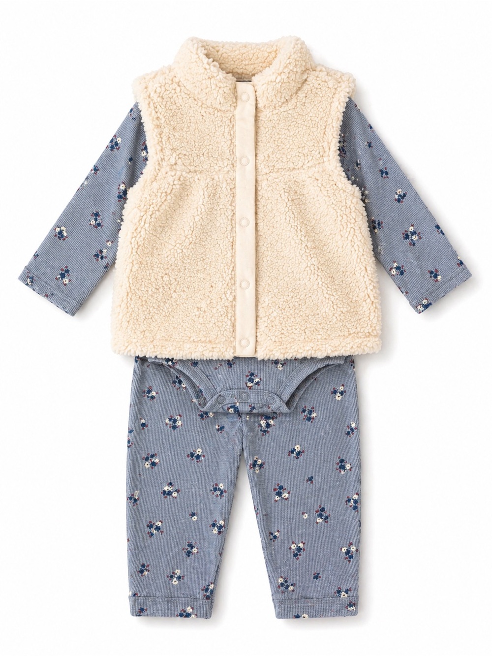 Carter’s 18M Baby Girl Outfit NWT 3 Piece Sherpa Vest Set Cozy Fall Winter Gift - Picture 3 of 5